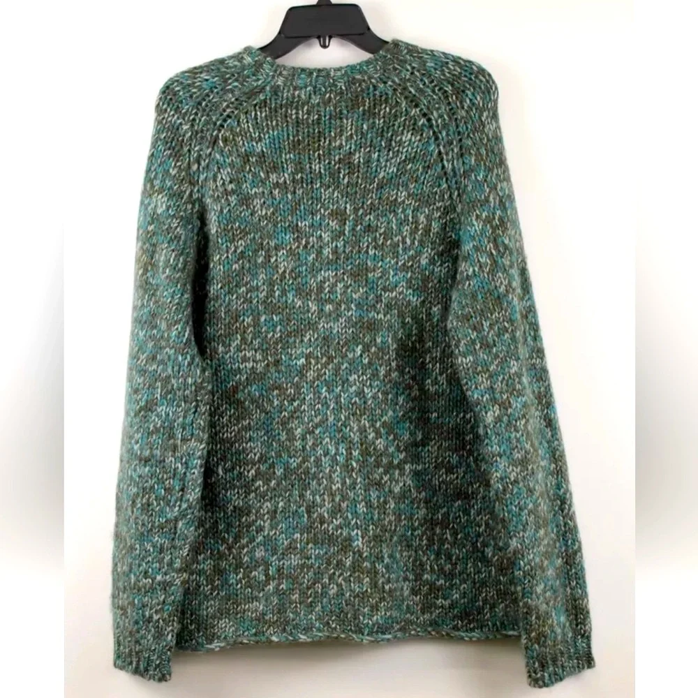 J.Crew vintage wool multi green marled knit sweater size large - Picture 4 of 4